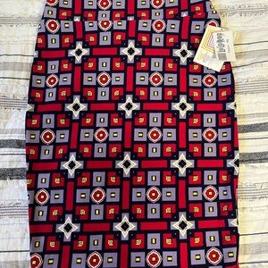 LuLaRoe Red and Purple Pencil Skirt Midi  Casual